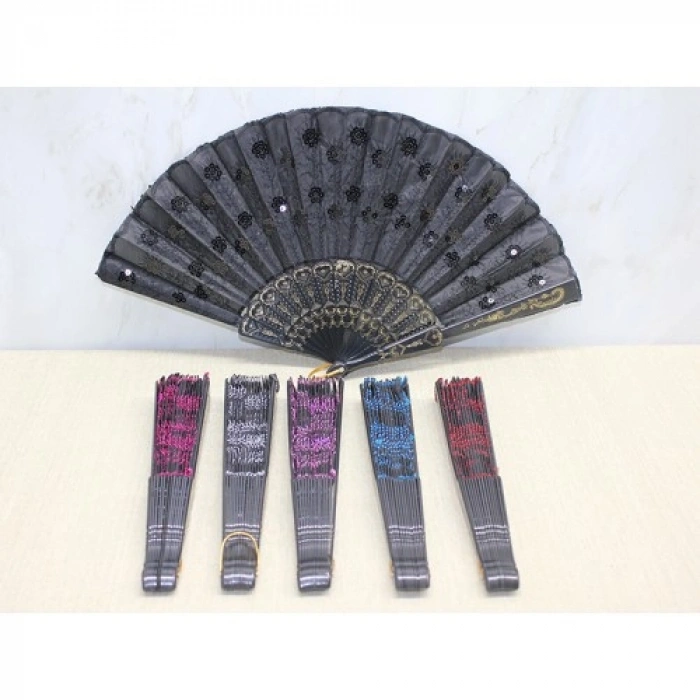 HERŞEYTREND Plastik Pullu Yelpaze Siyah Renk