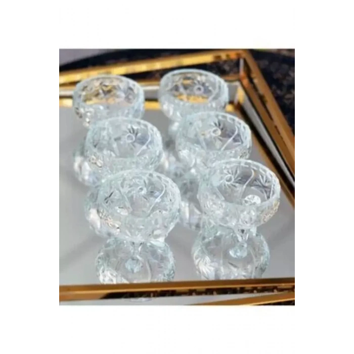 HERŞEYTREND Rayan Cam Ayaklı Kase 6lı Kristal Görünüm