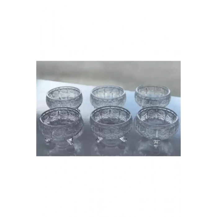 HERŞEYTREND Rayan Cam Ayaklı Kase 6lı Kristal Görünüm