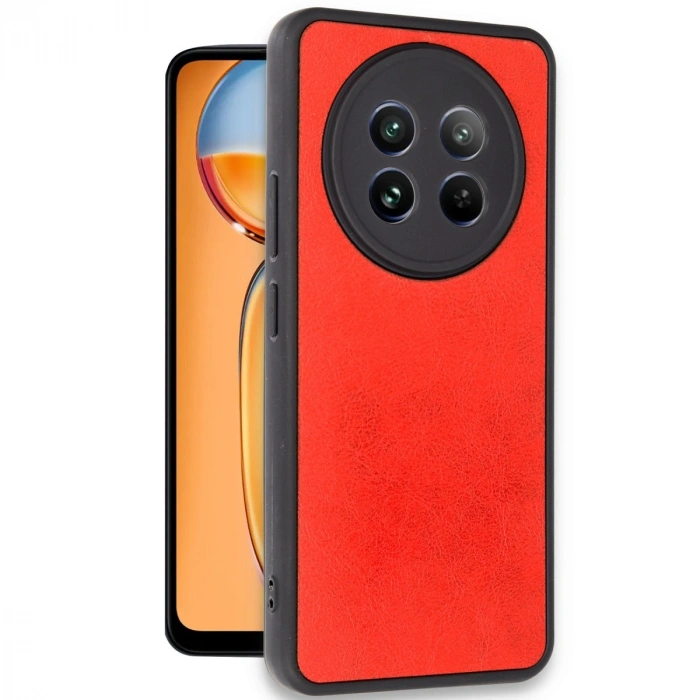 HERŞEYTREND Realme 12 5g Kılıf Aras Deri Kapak - Kırmızı