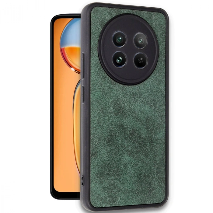HERŞEYTREND Realme 12 5g Kılıf Aras Deri Kapak - Koyu Yeşil