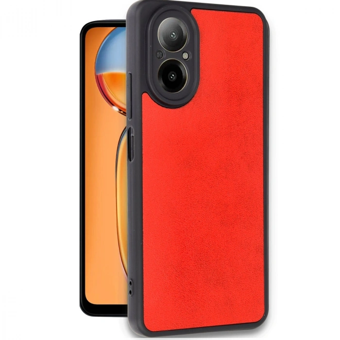 HERŞEYTREND Realme 12 Lite Kılıf Aras Deri Kapak - Kırmızı