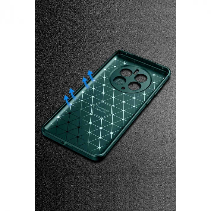 HERŞEYTREND Realme 12 Pro Plus Kılıf Auto Focus Karbon Kapak - Koyu Yeşil