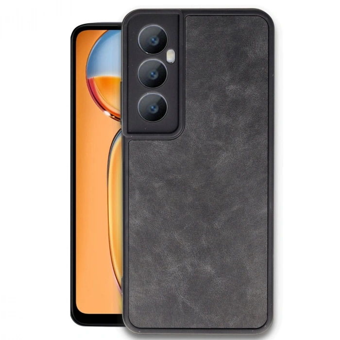 HERŞEYTREND Realme C65 Kılıf Aras Deri Kapak - Siyah