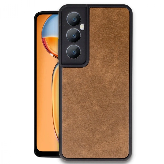 HERŞEYTREND Realme C65 Kılıf Aras Deri Kapak - Taba
