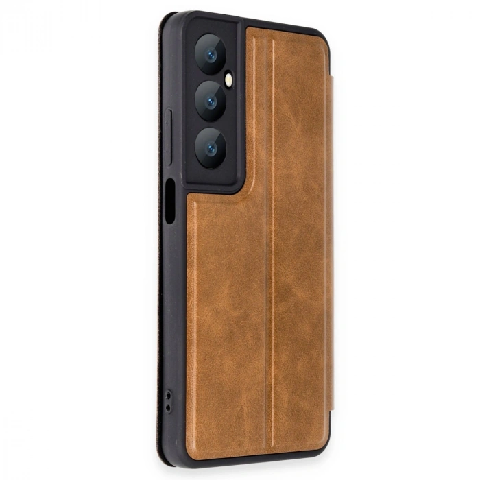 HERŞEYTREND Realme C65 Kılıf Flip Cover - Taba