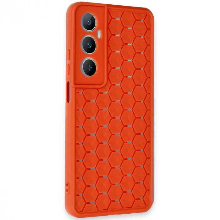 HERŞEYTREND Realme C65 Kılıf Petek Silikon Kapak - Kırmızı