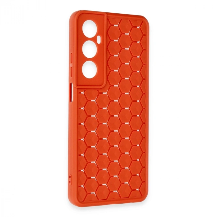 HERŞEYTREND Realme C65 Kılıf Petek Silikon Kapak - Kırmızı
