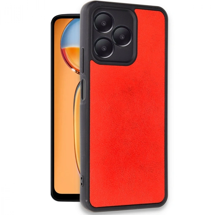 HERŞEYTREND Realme Note 50 4g Kılıf Aras Deri Kapak - Kırmızı