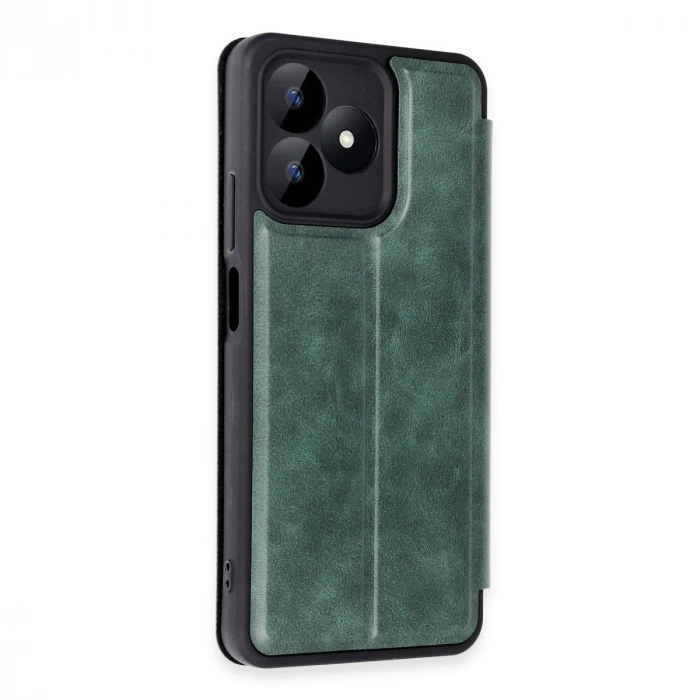 HERŞEYTREND Realme Note 50 4g Kılıf Flip Cover - Koyu Yeşil