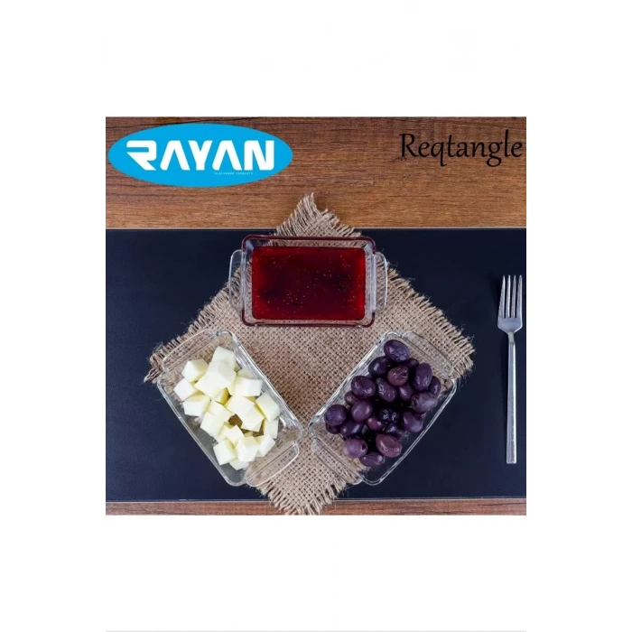 HERŞEYTREND Reqtangle Tekli Dikdörtgen Cam Kahvaltılık Royaleks-81484