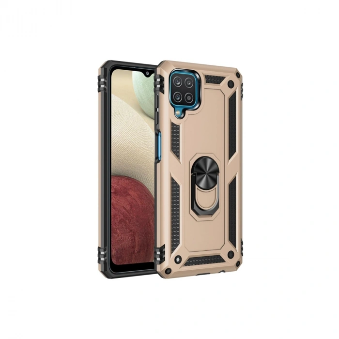 HERŞEYTREND Samsung Galaxy A22 Kılıf Sofya Yüzüklü Silikon Kapak - Gold