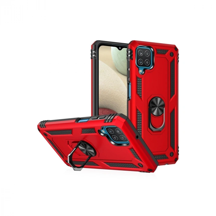 HERŞEYTREND Samsung Galaxy A22 Kılıf Sofya Yüzüklü Silikon Kapak - Kırmızı