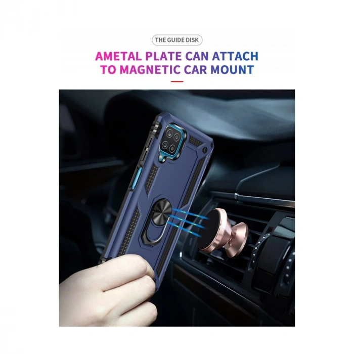 HERŞEYTREND Samsung Galaxy A22 Kılıf Sofya Yüzüklü Silikon Kapak - Lacivert