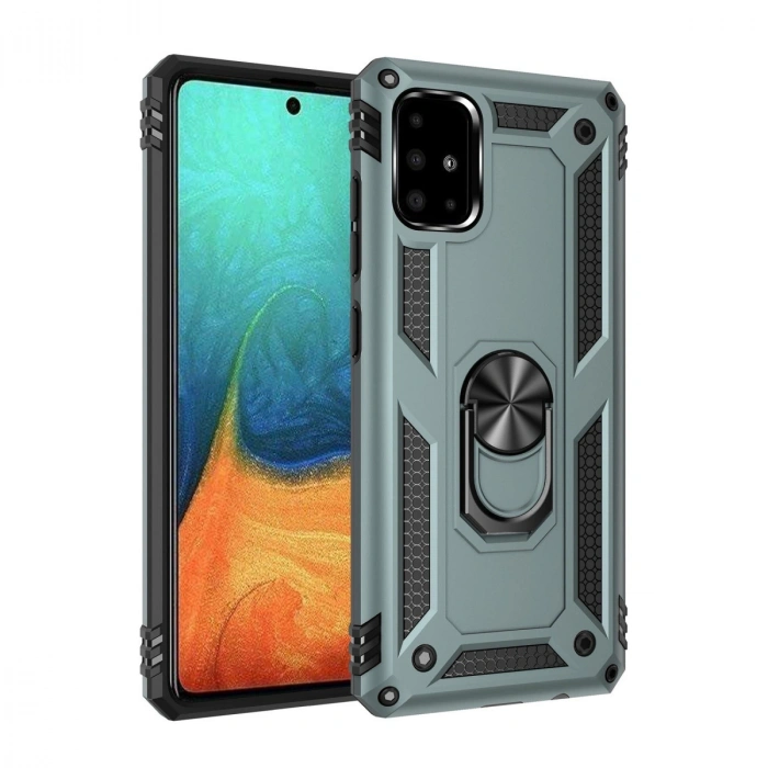 HERŞEYTREND Samsung Galaxy A71 Kılıf Sofya Yüzüklü Silikon Kapak - Yeşil