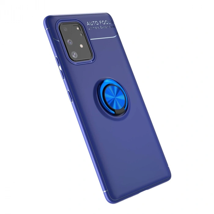 HERŞEYTREND Samsung Galaxy A91 / S10 Lite Kılıf Range Yüzüklü Silikon - Mavi