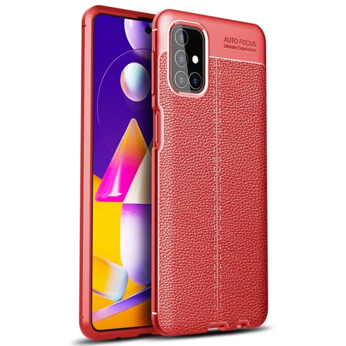 HERŞEYTREND Samsung Galaxy M31s Kılıf Auto Focus Kapak - Kırmızı