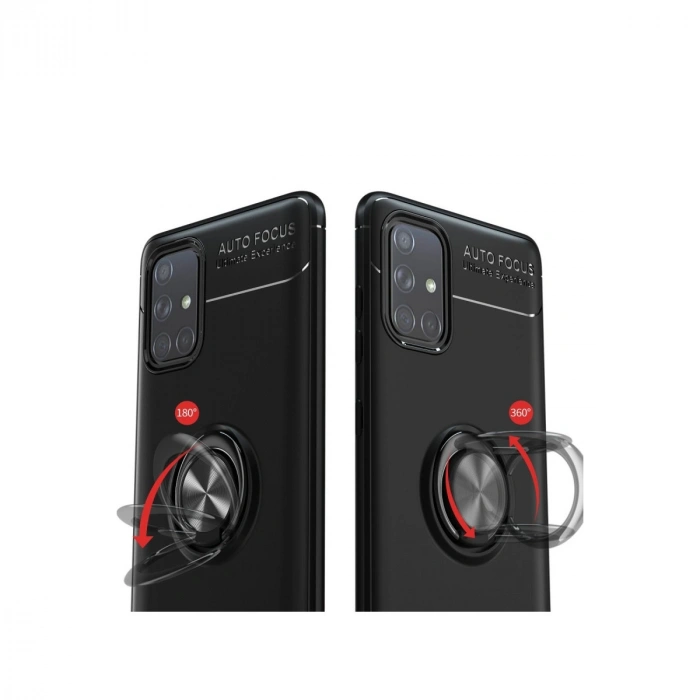 HERŞEYTREND Samsung Galaxy M31s Kılıf Range Yüzüklü Silikon - Kırmızı