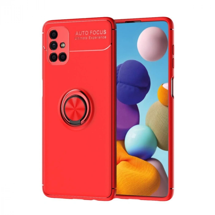 HERŞEYTREND Samsung Galaxy M51 Kılıf Range Yüzüklü Silikon - Kırmızı