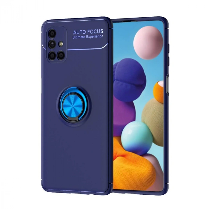 HERŞEYTREND Samsung Galaxy M51 Kılıf Range Yüzüklü Silikon - Mavi