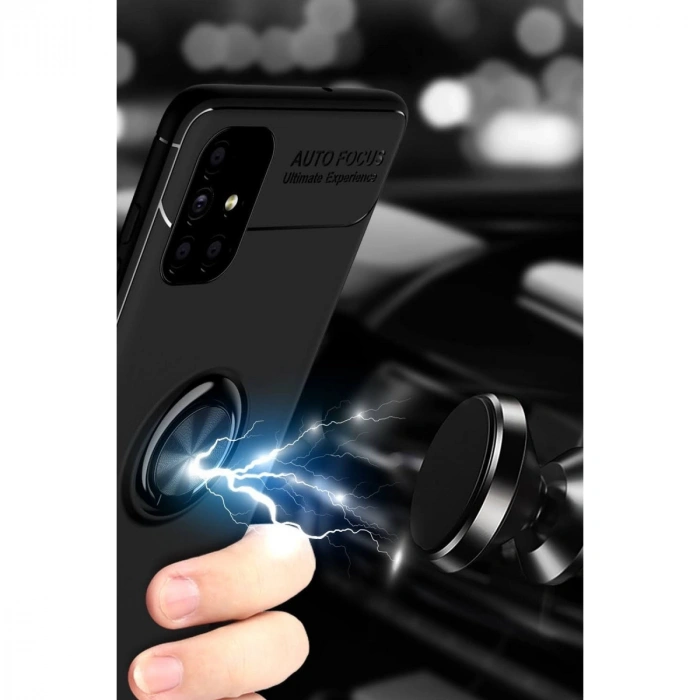 HERŞEYTREND Samsung Galaxy M51 Kılıf Range Yüzüklü Silikon - Siyah-kırmızı