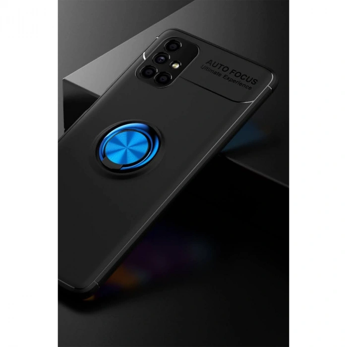 HERŞEYTREND Samsung Galaxy M51 Kılıf Range Yüzüklü Silikon - Siyah-mavi
