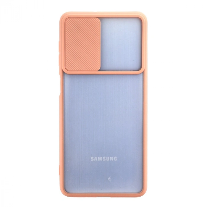 HERŞEYTREND Samsung Galaxy M52 5g Kılıf Palm Buzlu Kamera Sürgülü Silikon - Pembe