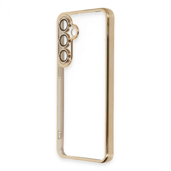 HERŞEYTREND Samsung Galaxy S24 Fe Kılıf Razer Lensli Silikon - Gold