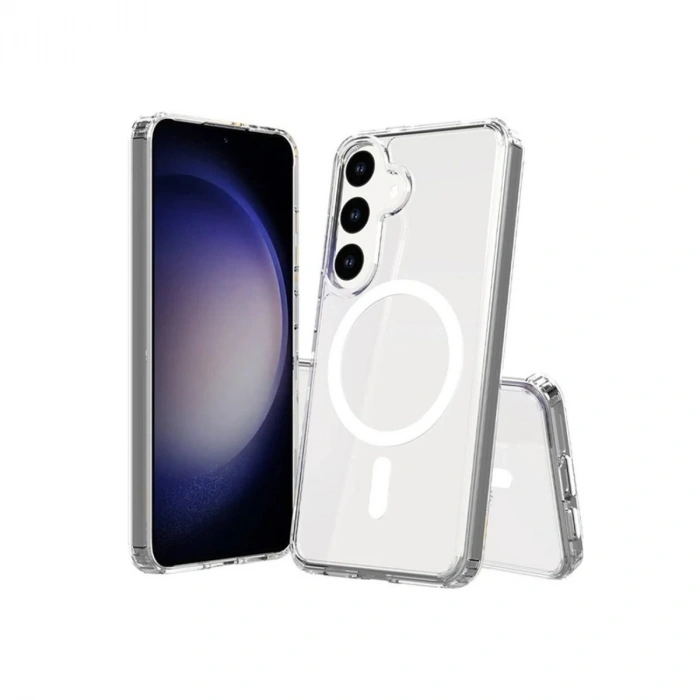 HERŞEYTREND Samsung Galaxy S24 Kılıf Magneticsafe Şeffaf Silikon - Şeffaf