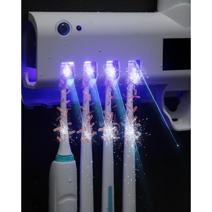 HERŞEYTREND Sensörlü UV Sterilize Diş Fırçası Tutucu ve Macun Sıkma Aparatı