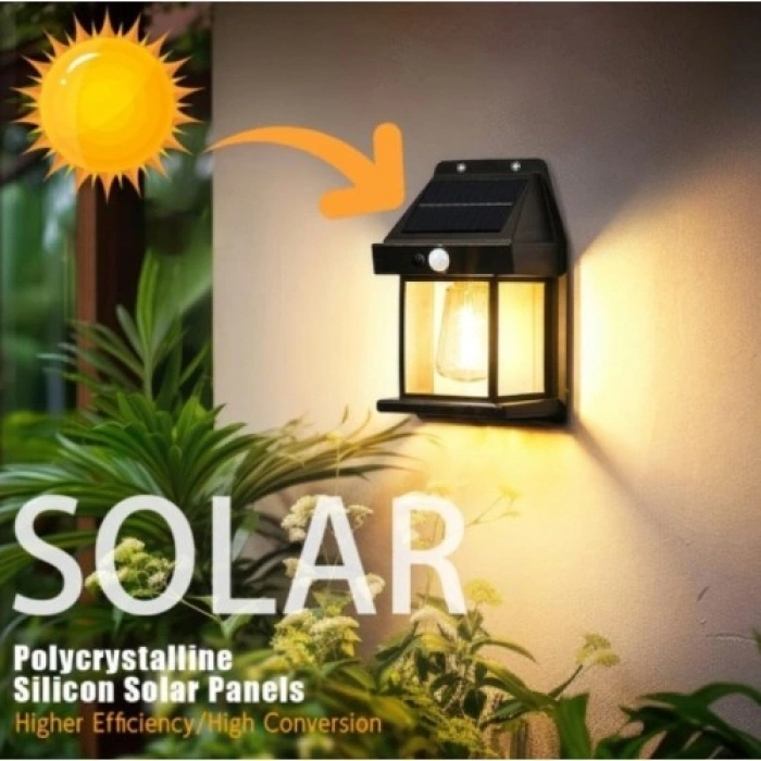 HERŞEYTREND Solar Rustik Ampullü Duvar Lambası - Gün Işığı