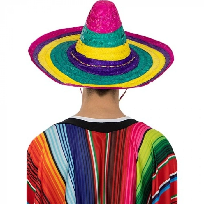HERŞEYTREND Sombrero Meksika Şapkası Renkli Örme Hasır Yetişkin Boy