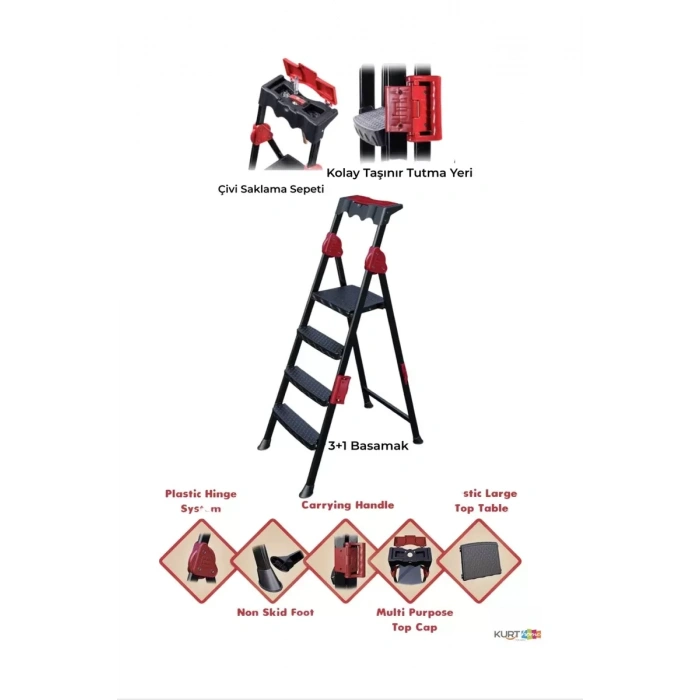 HERŞEYTREND Strong Merdiven 3+1 Basamaklı Merdiven Royaleks-STRONG31