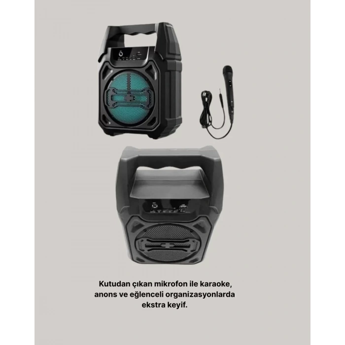 HERŞEYTREND Taşınabilir 6.5” Bluetooth Hoparlör USB TF Kart Mikrofonlu Şarjlı Sistem