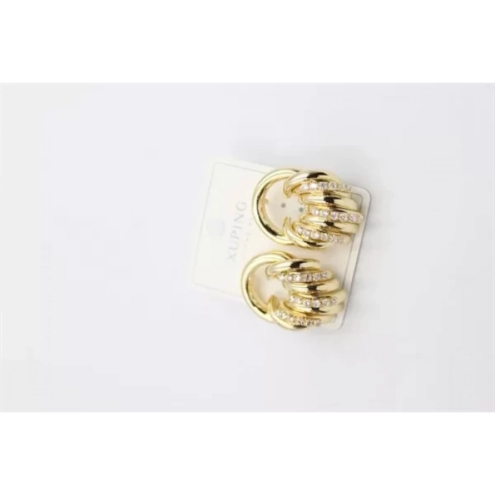 HERŞEYTREND Taşlı Halka Küpe - Altın