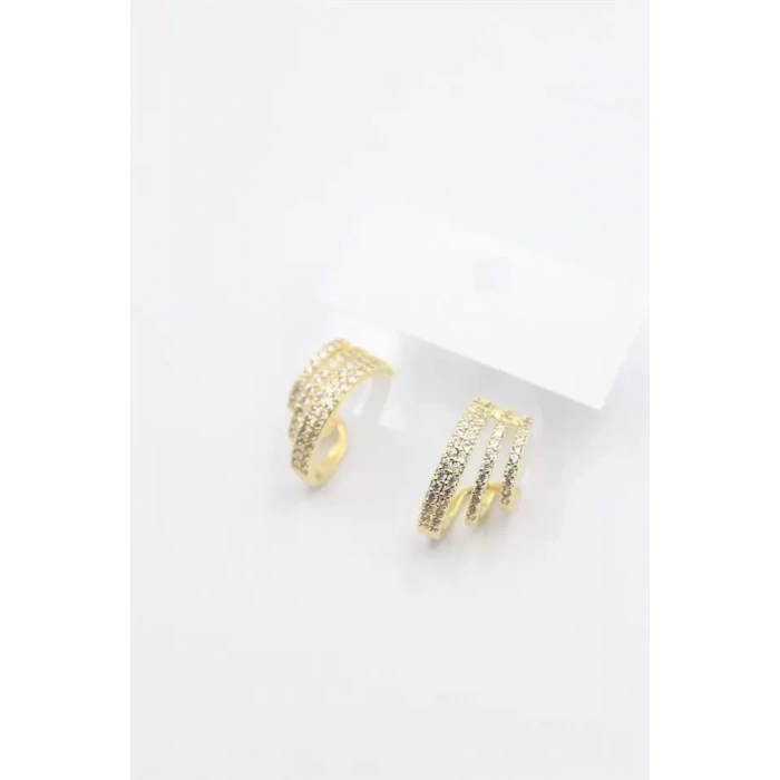 HERŞEYTREND Taşlı Halka Küpe - Altın