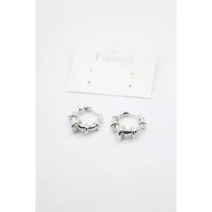 HERŞEYTREND Taşlı Halka Küpe - Gümüş