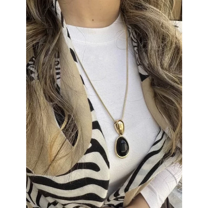 HERŞEYTREND Taşlı Kolye - Siyah