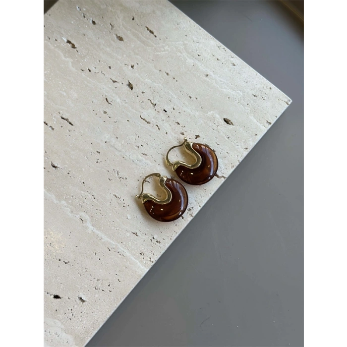 HERŞEYTREND Taşlı Küpe - Kahverengi