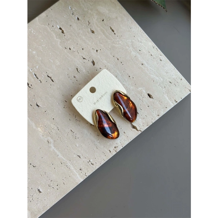 HERŞEYTREND Taşlı Küpe - Kahverengi