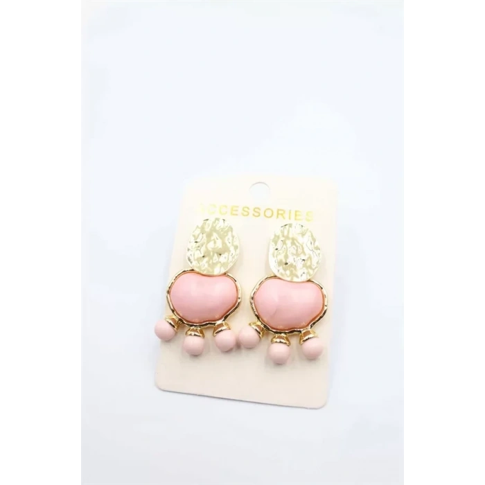 HERŞEYTREND Taşlı Küpe - Pembe