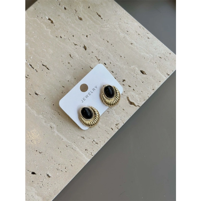 HERŞEYTREND Taşlı Küpe - Siyah