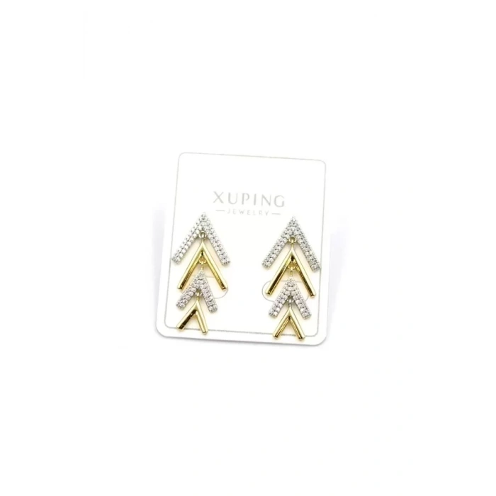 HERŞEYTREND Taşlı Ok Küpe - Altın