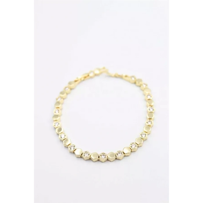 HERŞEYTREND Taşlı Petek Bileklik - Altın
