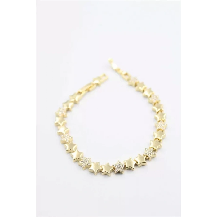 HERŞEYTREND Taşlı Yıldız Bileklik - Altın