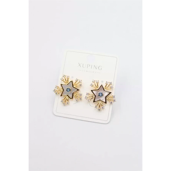 HERŞEYTREND Taşlı Yıldız  Küpe - Altın