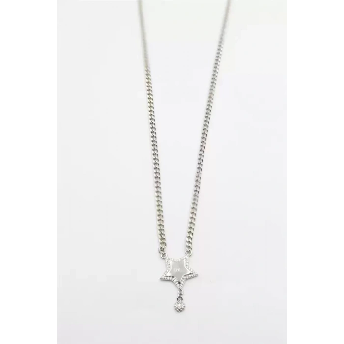 HERŞEYTREND Taşlı Yıldız Vip Kolye - Gümüş