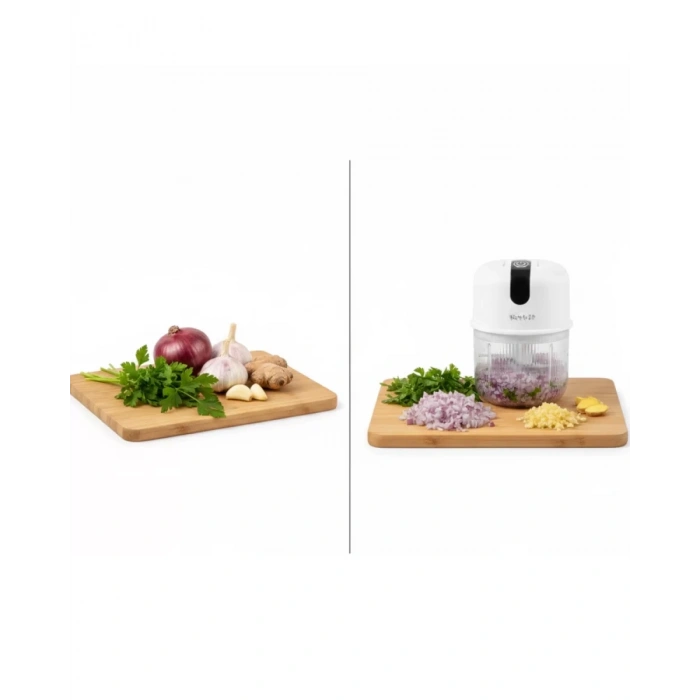 HERŞEYTREND USB Şarjlı Mini Rondo Sarımsak Soğan Zencefil