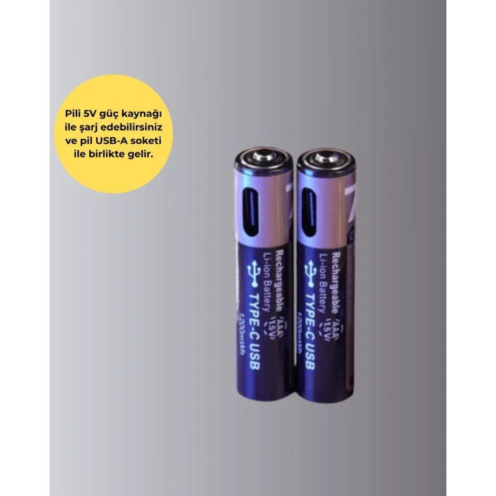 HERŞEYTREND USB Type-C Şarjlı AAA Lityum Pil 1000+ Şarj Döngüsü ile Uzun Ömür