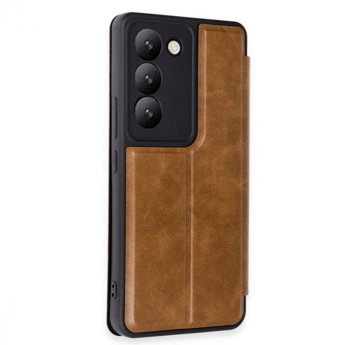 HERŞEYTREND Vivo V30 Lite 4g Kılıf Flip Cover - Taba